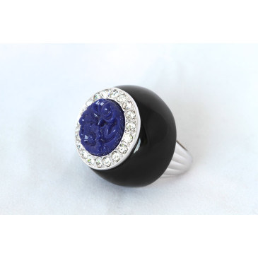 Kenneth Jay Lane Art Deco Lapis Ring