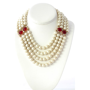 Schiaparelli Pearl Ruby Necklace