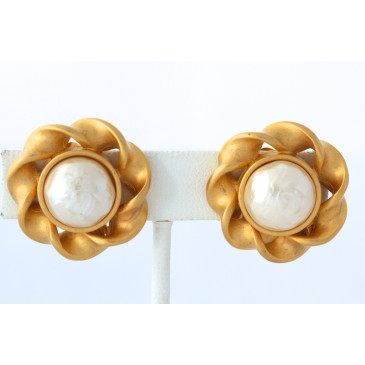 Karl Lagerfeld Pearl Clip Earrings