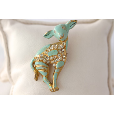 Vintage Enamel Baby Deer Pin