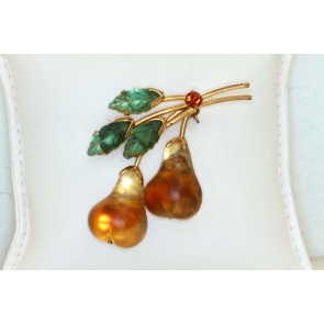 Austria Vintage Frosted Gold Pears Pin