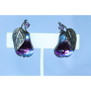 Vintage Austria Purple Pear Earrings