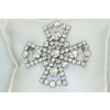 Vintage Rhinestone Maltese Cross Brooch