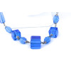 Czech Art Deco Blue Glass Cube Necklace