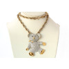 Huge Teddy Bear Crystal Pendant Necklace