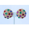 Vintage Cabochon Dome Clip Earrings     