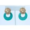 Turquoise Vintage Lion Hoop Pierced Earrings