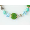 Vendome Vintage Green Glass and Crystal Necklace and Clip Earrings
